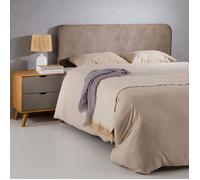 Tête de lit NOVARE 160, En tissu rembourré, Fixation murale Design arrondi moderne, Pour lit 160 cm ou moins, Grège