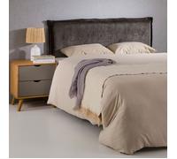 Tête de lit OVIO 160 rembourrée, En tissu polyester pour lit 160 cm, Sur pieds en bois, Gris