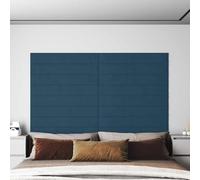 Tête de lit rectangulaire en velours pour chambre 12 pièces velours bleu, design moderne avec base en bois, décoration murale élégante nécessitant un assemblage.