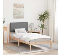 Tête de lit rembourrée en pin Massif Style Moderne et Cosy Gris Clair 80 x | Cadre de lit avec tête de lit rembourrée Gris clair 80x200 cm en pin massif, sommier à lattes intégré, moderne et élégant