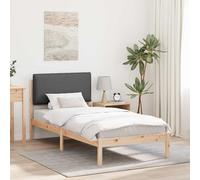 Tête de lit rembourrée en pin Massif Style Moderne Gris 75 x 190 cm | Cadre de lit avec tête de lit rembourrée Gris foncé 75 x 190 cm, sommier à lattes en pin massif, design moderne et cosy,