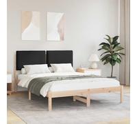 Tête de lit rembourrée Pin Massif Moderne Chic Cosy Noir 140 x 190 cm | Cadre de lit avec tête de lit rembourrée Noir 140x190 cm en pin massif, sans sommier, moderne et cosy, montage facile, housse