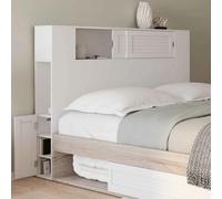 IDMarket Tête de lit sur pied SALEM 145 cm avec rangements fermés et niches blanc