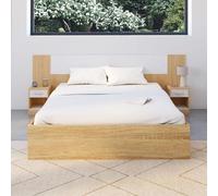 IDMarket - Tête de lit sur Pied avec chevets modulables SAPA pour lit 140, 160 ou 180 cm Bois et Blanc