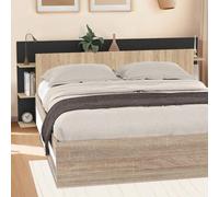 IDMarket - Tête de lit sur pied CIRI pour lits 140 et 160 cm avec rangements Bois et Noir
