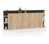 IDMarket - Tête de lit sur pied CIRI pour lits 140 et 160 cm avec rangements Bois et Noir
