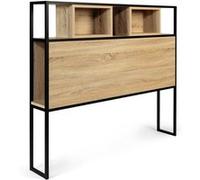 IDMARKET Tête de lit sur pied DETROIT 145 cm bois et métal noir design industriel