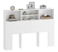Tête de lit sur pied - HOMCOM - 4 compartiments ouverts - 140 x 19 x 103,5 cm - blanc