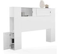 IDMarket - Tête de lit sur Pied Salem 145 cm avec rangements fermés et niches Blanc