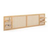 IDMarket – Tête de lit suspendue EDHEN 240 cm cannage et bois avec étagères