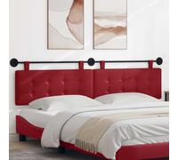 Tête de lit suspendue moderne en éco-cuir rouge, motif carré, PVC souple avec coton et polyester, rembourrage en mousse, montage mural rail en métal
