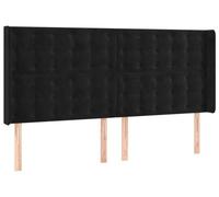 Tête de lit, tête de lit en velours noir, style industriel, 183x16x128 cm