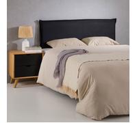 Tête de lit VINCEL 160 rembourrée, En tissu polyester pour lit 160 cm, Sur pieds en bois, Noir