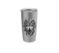 Tête de loup, prédateur, loup, faune, nature, art animal extérieur Gobelet isotherme en acier inoxydable double paroi