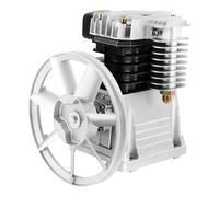 Tête de pompe de compresseur d'air 3 HP, 2 cylindres, 250 L/min, à huile | Corps en fonte, poulie 260 mm, ailettes de refroidissement, remplacement en atelier, silencieux inclus