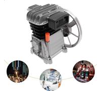 Tête de pompe pour compresseur d'air - Compresseur à piston - Double cylindre - Poulie - Lubrification à l'huile - 142 l/min - Électrique - Gris