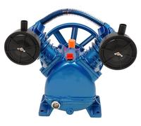 Tête de pompe pour compresseur d'air - V-0.17/8 - 1,5 kW - 8 bars - Monocylindre - Lubrification à l'huile - Entraînement par courroie en V - Couleur : bleu