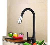 Tête de pulvérisation extractible, mélangeur d'eau Chaude Classique Noir e Peinture de Cuisson pour Robinet de Cuisine, Robinet d'évier de Cuisine à poignée Unique