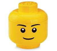 LEGO Tête de rangement Garçon – Taille L 8,5 L empilable avec couvercle jaune