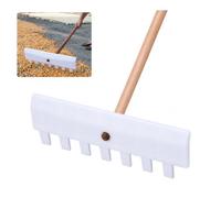 Tête de râteau de ferme en plastique léger de rechange pour grains, foin, feuilles, herbe, multi-usages, agriculture et jardinage (50 x 17,5 cm, blanc - sans bâton)