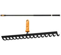 Tête de râteau pour sol en métal Fiskars OneClick, 41 cm + Tige, 119-174 cm