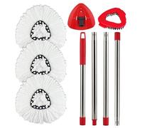 Tête de rechange pour balai rotatif avec 1 base rotative et 1 manche et 1 brosse - Recharges de balai EasyWring compatibles avec le nettoyage de balai rotatif triangulaire