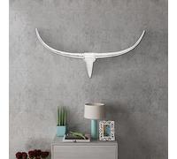 Tête de taureau en aluminium - Décoration murale - Argenté - 96 cm - Avec surface polie - Sculpture moderne pour salon, chambre à coucher, bureau, objet d'art élégant et ornement décoratif