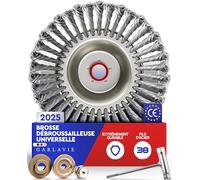 Tête Débroussailleuse Universelle pour Herbes et Mousses Alésage 25,4mm | Brosse en fil d’acier de 20,3 cm pour éliminer mécaniquement mousse et mauvaises herbes avec la débroussailleuse.