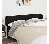 Tête d'oreille en tissu noir, 203x23x78/88 cm, hauteur réglable, pieds en bois, support dorsal pour lire et regarder la télévision, tête de lit avec instructions de montage.