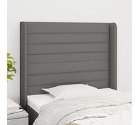 Tête d'oreille gris foncé 83x16x118/128 cm en tissu, hauteur réglable, pieds en bois, excellent soutien du dos pour lire et regarder la télévision, montage avec instructions.