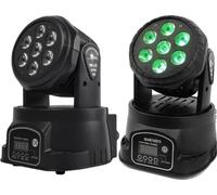 Tête mobile, RGBWA UV, 7x18W, contrôle DMX, 2pcs, prise EU