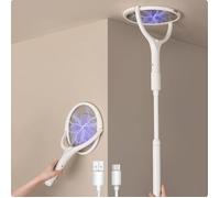 Tête Rotative Raquette Électrique Insectes Rechargeable Raquette Anti Moustique Électrique Raquette avec Une Extension Télescopique
