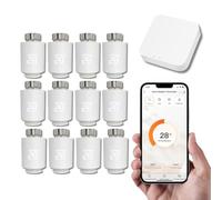 Tête Thermostatique Intelligente Connectée LUMARK - Contrôle Température Via Appli Tuya, Programmation, Détection Fenêtres Ouvertes - Compatible Assistants Vocaux (5, avec Passerelle)