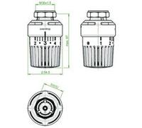 Tête thermostatique Uni LH OVENTROP - 7-28 °C, 0 * 1-5 - Bulbe liquide, modèle blanc - 1011465 Blanc G