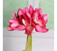 Têtes de Cymbidium Artificiel pour la Décoration Intérieure, Orchidée de Table, Fleur au Toucher Réel, Bouquet de Main de Mariée de Mariage, Accessoires de Photographie, 6 Pièces Orange