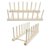 TETEWEVER 2 Pièces Rangement Vaisselle en Bois avec 7 Emplacements Égouttoir Vaisselle Porte Assiette pour Planches à Découper, Assiettes, Bols, Tasses, Livres