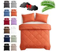 TETGSET Couette Easy Sleep 2 en 1, Easy Sleep Couette with 2 Taies d’Oreiller, Douce et Respirante, Garnissage Léger, Lavable en Machine, pour Toute l’Année (Orange,200 * 200 cm)