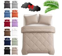 TETGSET Couette Easy Sleep 2 en 1, Easy Sleep Couette with 2 Taies d’Oreiller, Douce et Respirante, Garnissage Léger, Lavable en Machine, pour Toute l’Année (Kaki,230 * 230 cm)