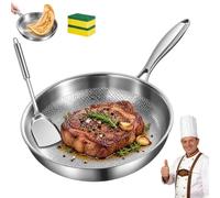 TETGSET PoêLe Titanox, 2027 Poele En Titane Martelé, Paisse, Anti-Rayures, AntiadhéSive, Compatible à Induction Pour RôTir, Cuire Au Four, Steak (Sans couvercle,24CM)