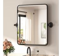TETOTE Miroir pivotant pour salle de bain - 40,6 x 50,8 cm - Noir mat - Inclinable - Rectangulaire - Cadre en métal - Miroir mural inclinable et réglable - Horizontal/vertical
