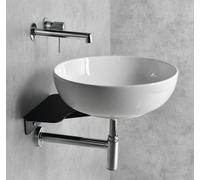 TETRIS support avec lavabo à poser, robinetterie encastrée, noir mat