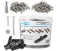TEVOTECH Système de fixation invisible pour terrasses, vis en acier inoxydable A2 incluses, kit de 1 401 pièces pour environ 7,7 à 8,75 m²