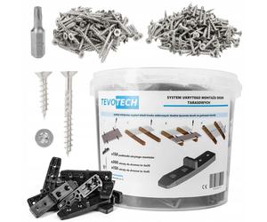 TEVOTECH Système de fixation invisible pour terrasses, vis en acier inoxydable A2 incluses, kit de 1 401 pièces pour environ 7,7 à 8,75 m²