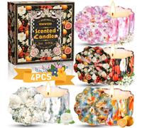 TEWWCEO Bougie Parfumée Ensemble Cadeau 4 Pièces, Bougies Parfumées de Noël, Bougies en 100% Cire De Soja Naturel, Bougies d'Aromathérapie pour Cadeaux pour Noël,Bath Yoga, Décoration de Noël