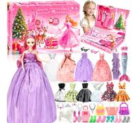 TEWWCEO Calendrier de l'Avent 2026 pour Fille, 24 Surprises avec Poupée Tendance, Vetement et Accessoire, Calendrier de l'Avent de Noël pour Poupées de Mode, Cadeaux pour les filles de 3 à 10 ans