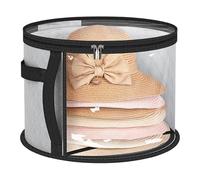 Tewzafiya Boîte à chapeaux ronde | Boîte de rangement pour chapeaux | Boîte à chapeaux pliable avec couvercle | Boîte de rangement | Boîtes de rangement | Organisateur de chapeau rond pour hommes et