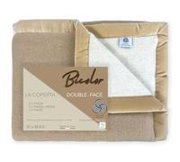 Tex family Couverture en laine - Bicolor - pure laine vierge - douce et chaude - Beige clair/foncé - 1 place et demie - 180 x 210 cm