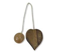 Tex Family - Embrasse Magnétique en Bois pour Rideau en Forme de Feuille | Aimants Puissants | Cordon Assorti, Bois, Couleur Noyer, 6x5 cm