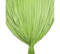 tex family Mariel Rideau de Porte à Fils en Polyester Doux, Barre PVC, Silencieux, Recoupable - Vert - 120 x 220 cm