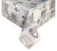 Tex family - Nappe en coton lourd, fabriquée en Italie - tyrolienne CŒUR MARGOT BEIGE rectangulaire, lavable - Élégante et résistante pour la maison et le restaurant - 140 x 180 cm pour 6 personnes